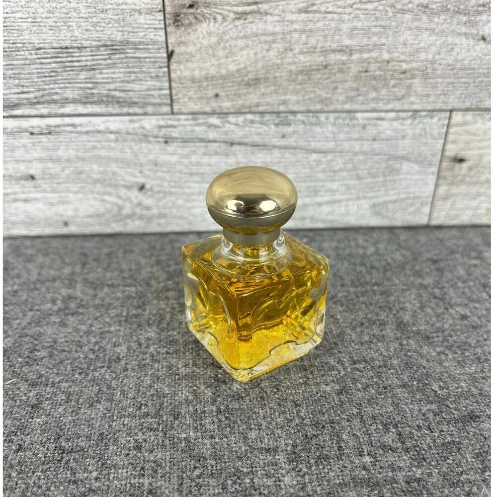 AVON HERES My HEART Decorative Vintage Yellow Cologne Bottle 0.5oz Gold Cap